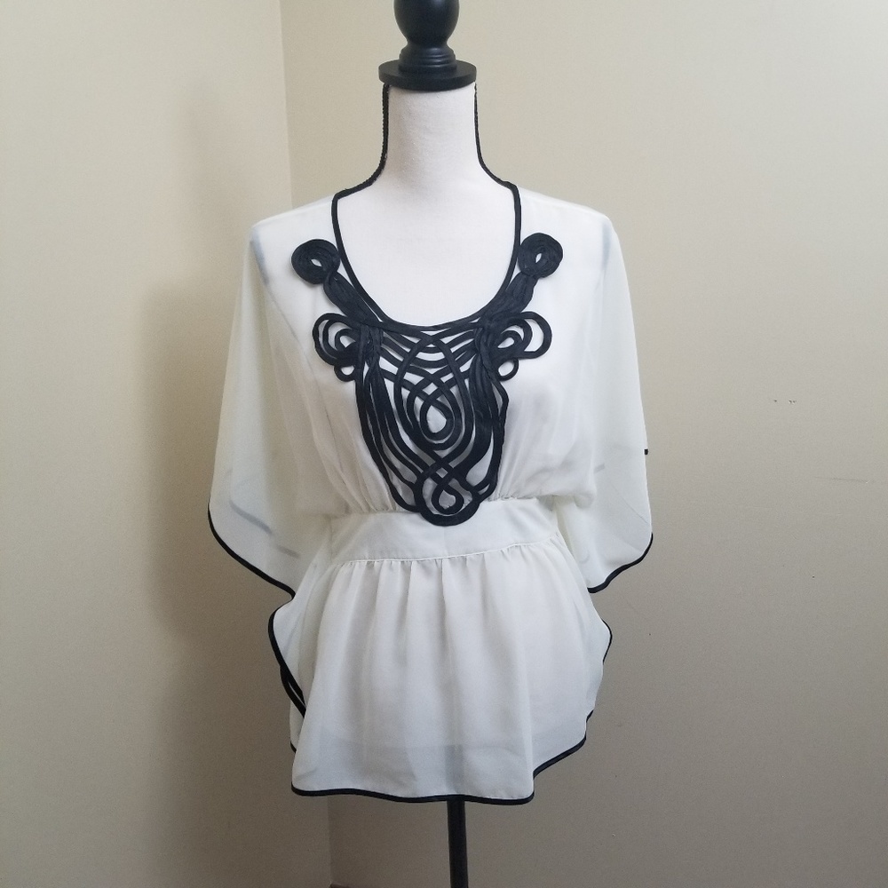 ⭐ The Limited Sheer White/Cream Blouse XS Flowy